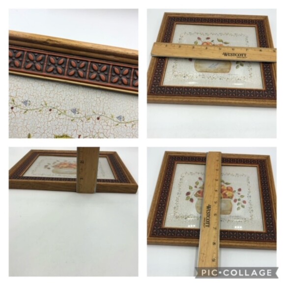 Vintage 1999 Set of 4 Framed Art Kitchen Country Fruits Valerie Evers Wenk - Picture 9 of 9